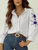 Frill Floral Embroidered Sleeve Blouse  Style Ratio