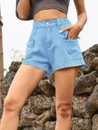 High Waist Denim Shorts with Pockets  Style Ratio