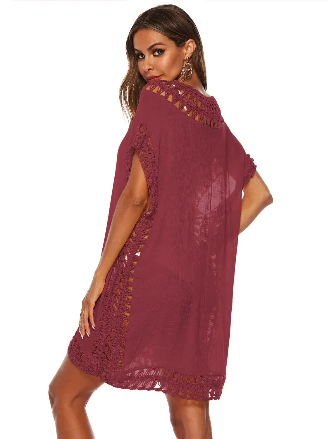 Bohemian Crochet Trim Beach Cover Up  Style Ratio