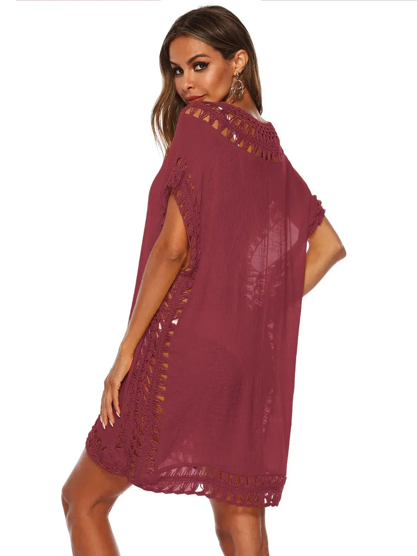 Bohemian Crochet Trim Beach Cover Up  Style Ratio