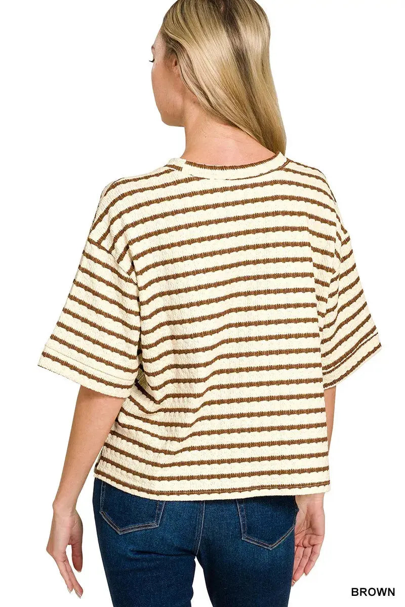Zenana Striped Short Sleeve Tee & Shorts Set  Style Ratio