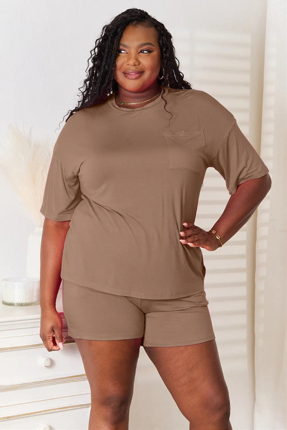 Basic Bae Full Size Soft Half Sleeve Top and Shorts Loungewear  Style Ratio