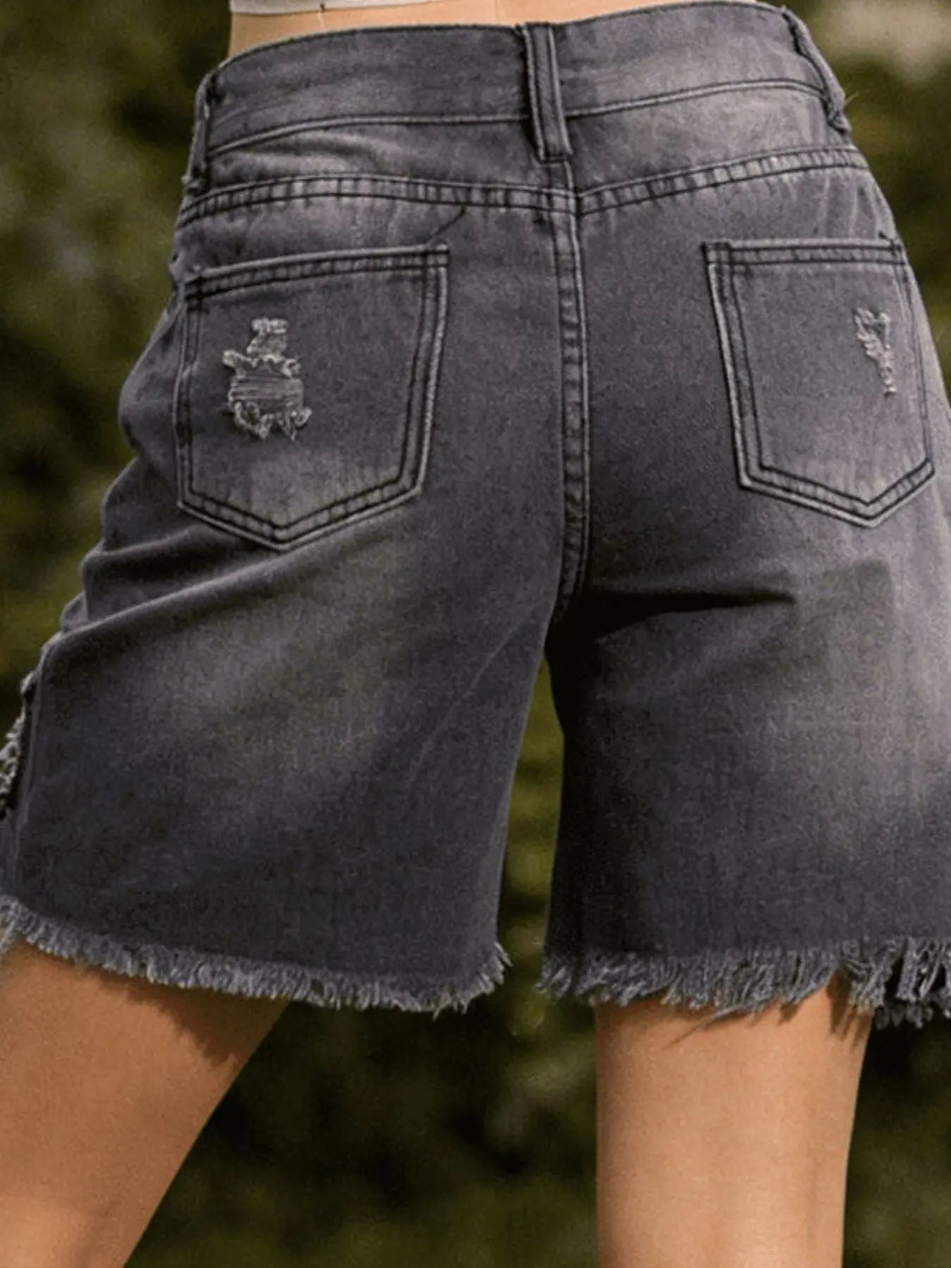 Full Size Ripped Frayed Hem Denim Shorts  Style Ratio