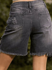 Full Size Ripped Frayed Hem Denim Shorts  Style Ratio