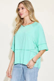 Basic Bae Bamboo Round Neck Exposed Seam Short Sleeve Shirt  Style Ratio