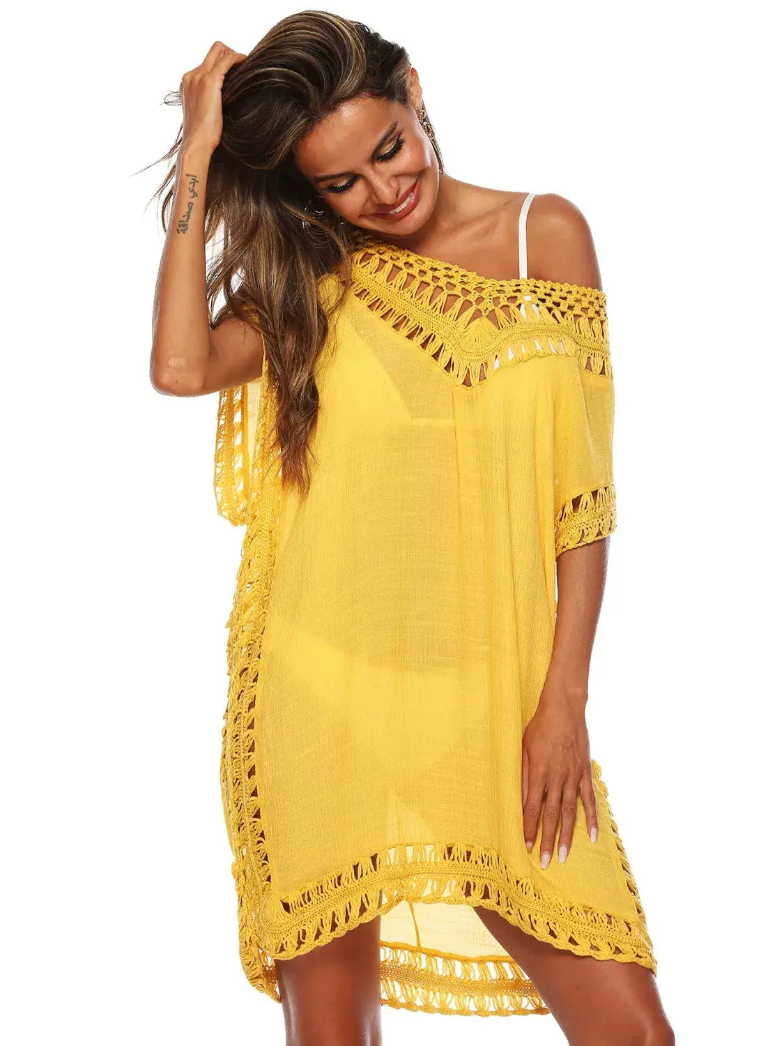 Bohemian Crochet Trim Beach Cover Up  Style Ratio