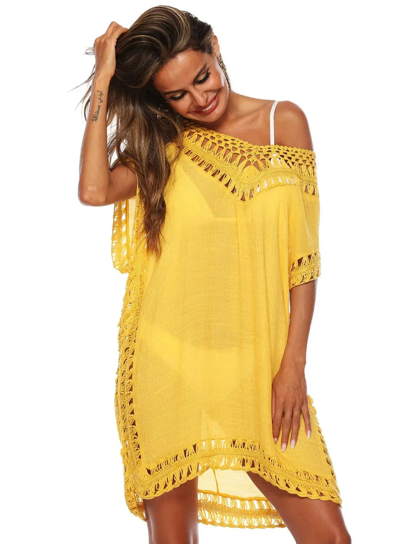 Bohemian Crochet Trim Beach Cover Up  Style Ratio