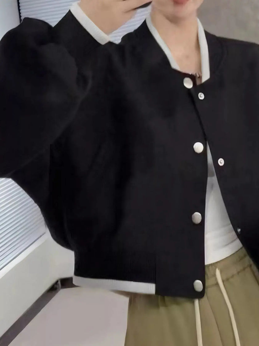 Casual Snap Down Cropped Jacket  Style Ratio