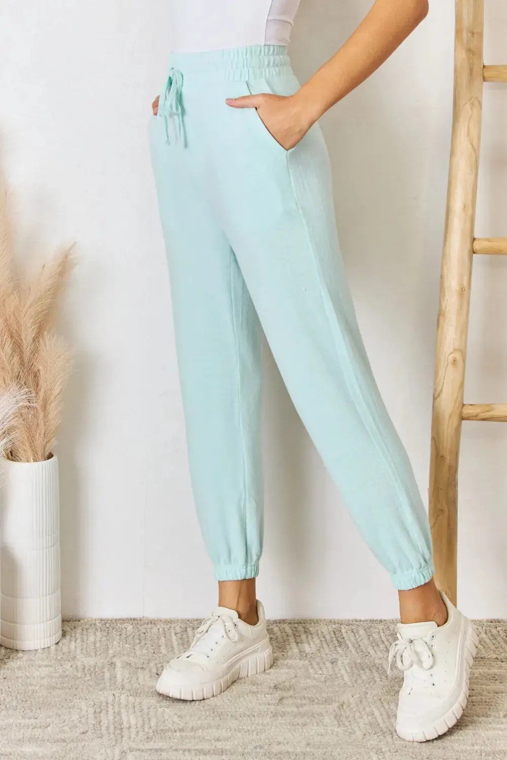 RISEN Full Size Drawstring Ultra Soft Knit Jogger  Style Ratio