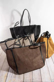 Fame Suede Tote Faux Leather Trim Shoulder Strap  Style Ratio