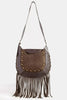 Fame Rivet Trim Suede Fringe Shoulder Bag  Style Ratio