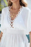 Ruffled Smocked Waist V-Neck Cover-Up  Style Ratio