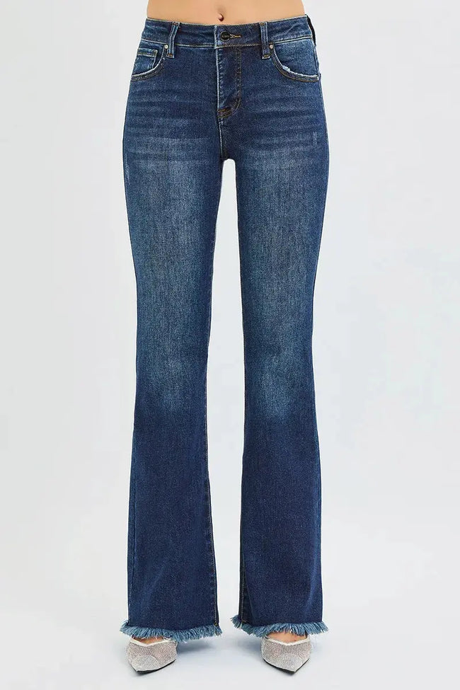 RISEN Full Size Tummy Control Mid Rise Flare Jeans  Style Ratio