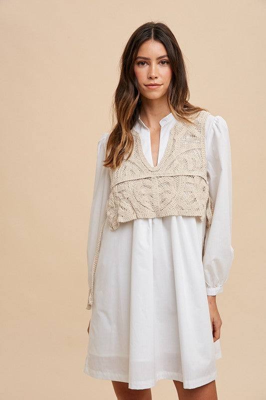 Vest Notched Shirt Dress