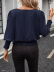 Smocked Waist Round Neck Blouse  Style Ratio