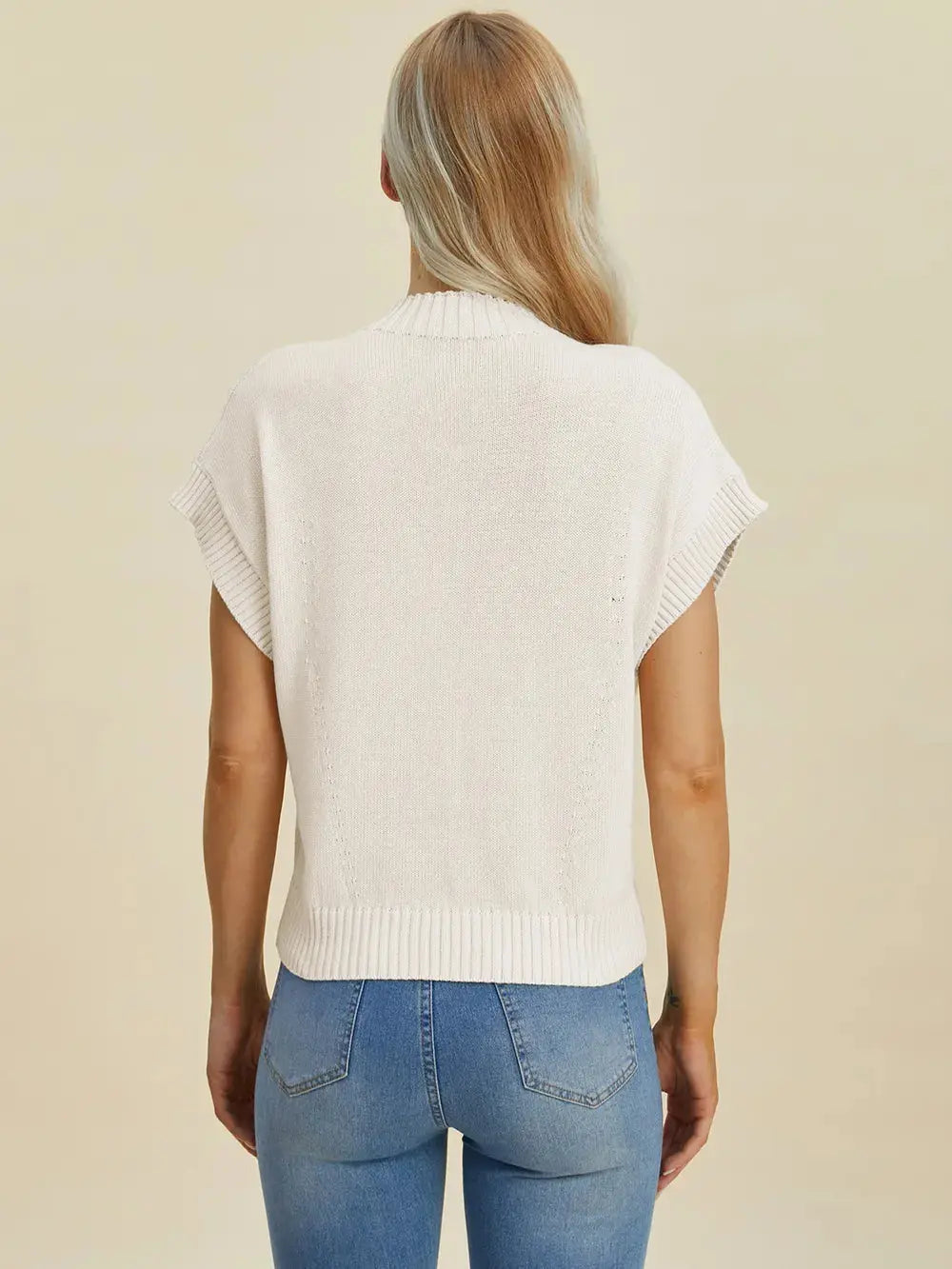 Double Take Full Size Mock Neck Short Sleeve Sweater  Style Ratio