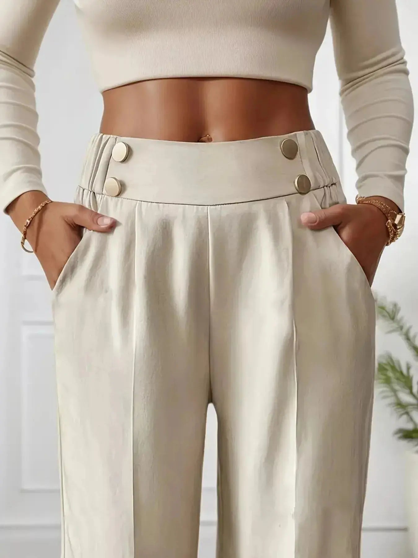 Full Size High Waisted Wide Leg Pants  Style Ratio
