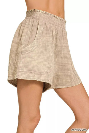 Zenana Washed Double Gauze Shorts  Style Ratio