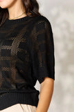 Mandy Ribbed Trim Round Neck Knit Blouse  Style Ratio