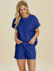 Double Take Full Size Texture T-Shirt and Shorts Set  Style Ratio