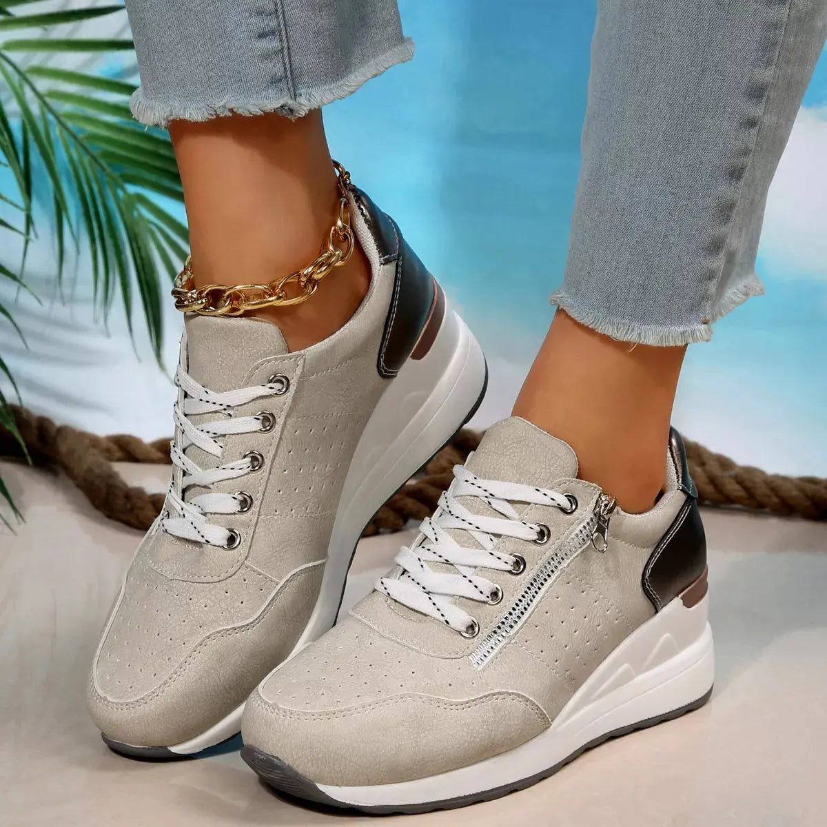 Lace Up Wedge Sneakers  Style Ratio