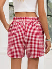 Gingham Elastic Waist Casual Shorts  Style Ratio