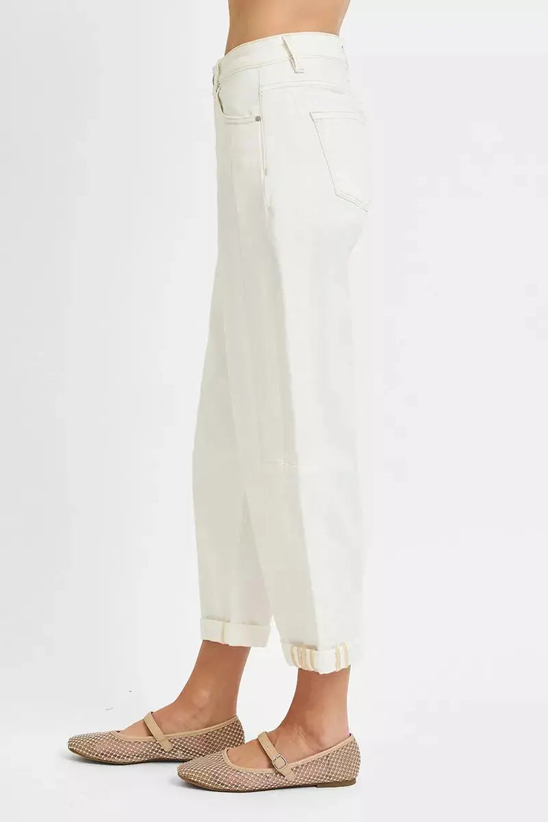 RISEN Full Size High Rise Barrel Cropped Jeans  Style Ratio