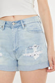 Kancan High Rise Repaired Mom Denim Shorts  Style Ratio