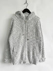Zip Up Drawstring Long Sleeve Hooded Sweater  Style Ratio