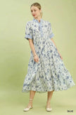 Umgee Floral Tiered Midi Dress with Ruffle Trim  Style Ratio