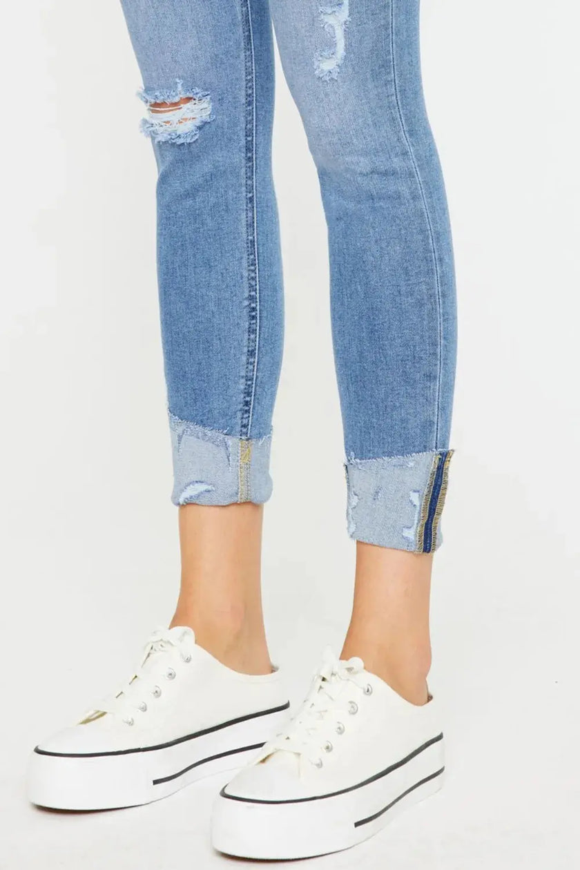 Kancan Distressed Cat's Whiskers Button Fly Jeans  Style Ratio