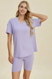 Basic Bae Full Size Ribbed V-Neck Short Sleeve Top and Shorts Loungewear  Style Ratio