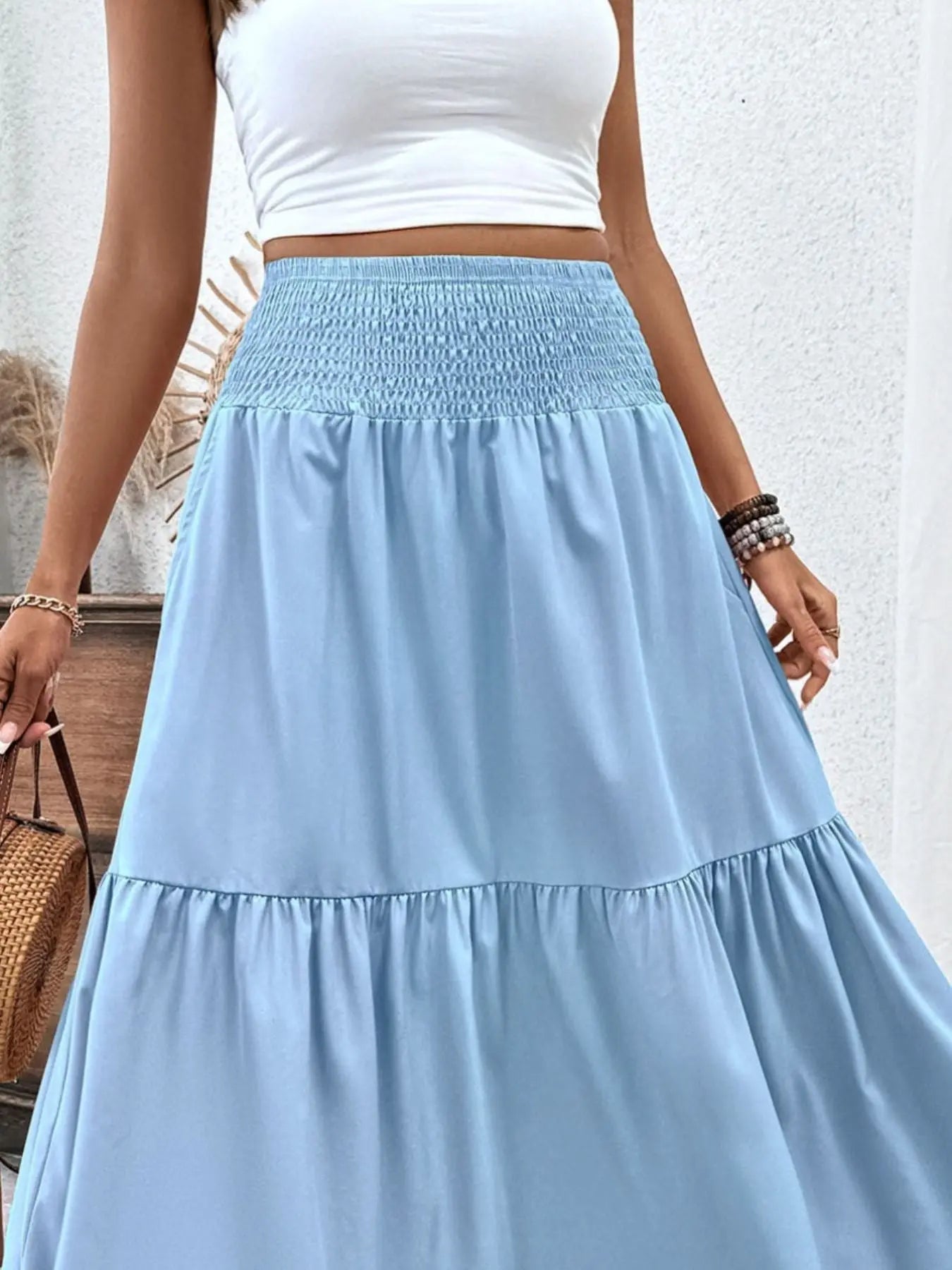 Smocked Waist Tiered Skirt  Style Ratio