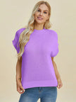 Double Take Full Size Mock Neck Short Sleeve Sweater  Style Ratio