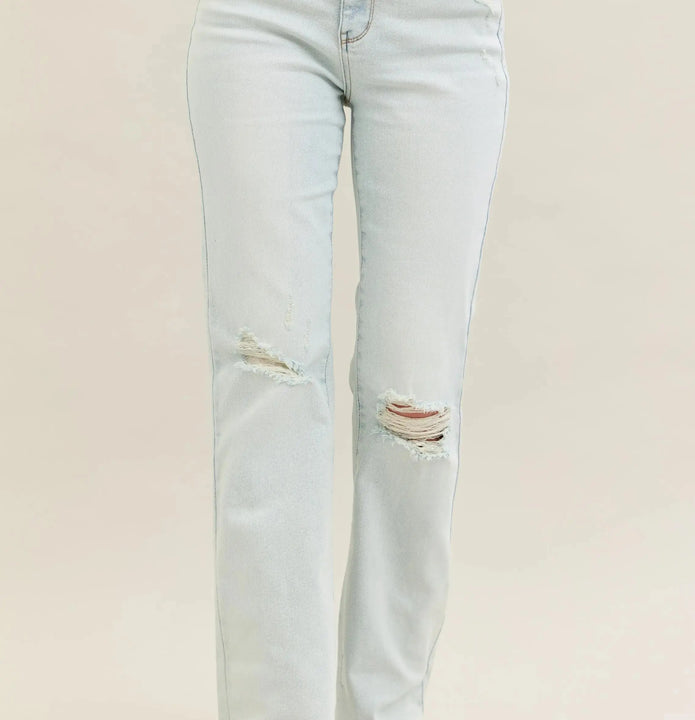 Judy Blue Destroy & Fray Hem Bootcut Jeans  Style Ratio