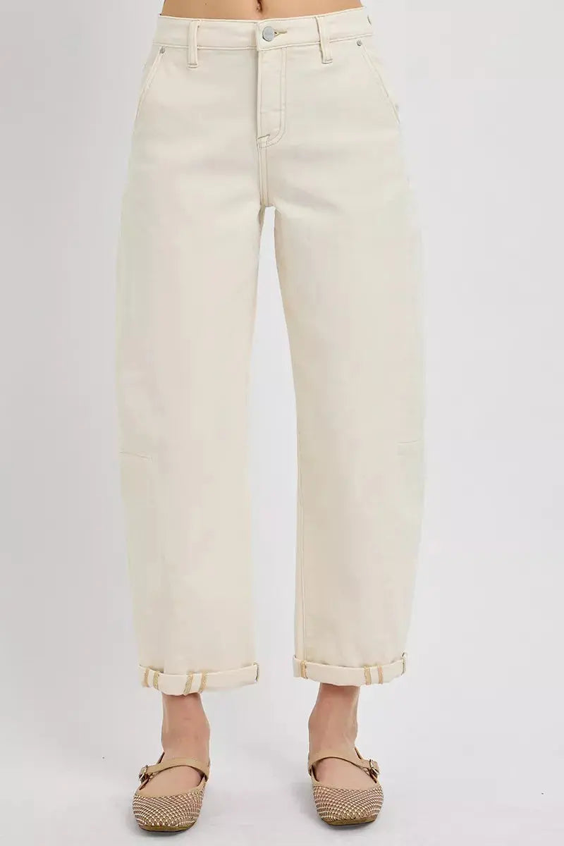 RISEN High Rise Relaxed Barrel Cuffed Jeans  Style Ratio
