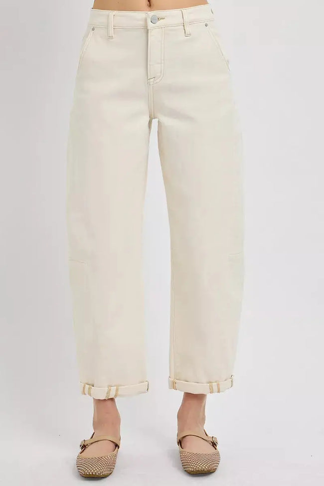 RISEN High Rise Relaxed Barrel Cuffed Jeans  Style Ratio