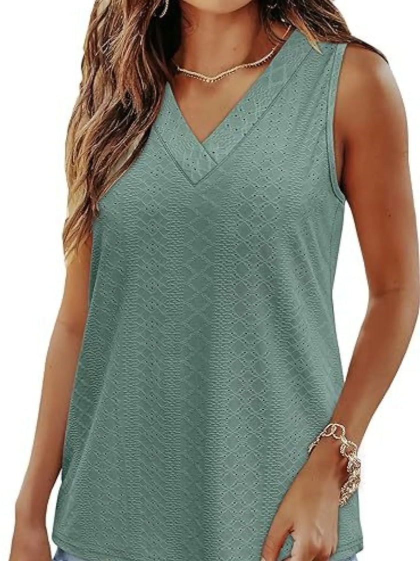 Eyelet V-Neck Tank  Style Ratio