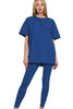 Zenana Cotton Round Neck Top & Legging Set  Style Ratio