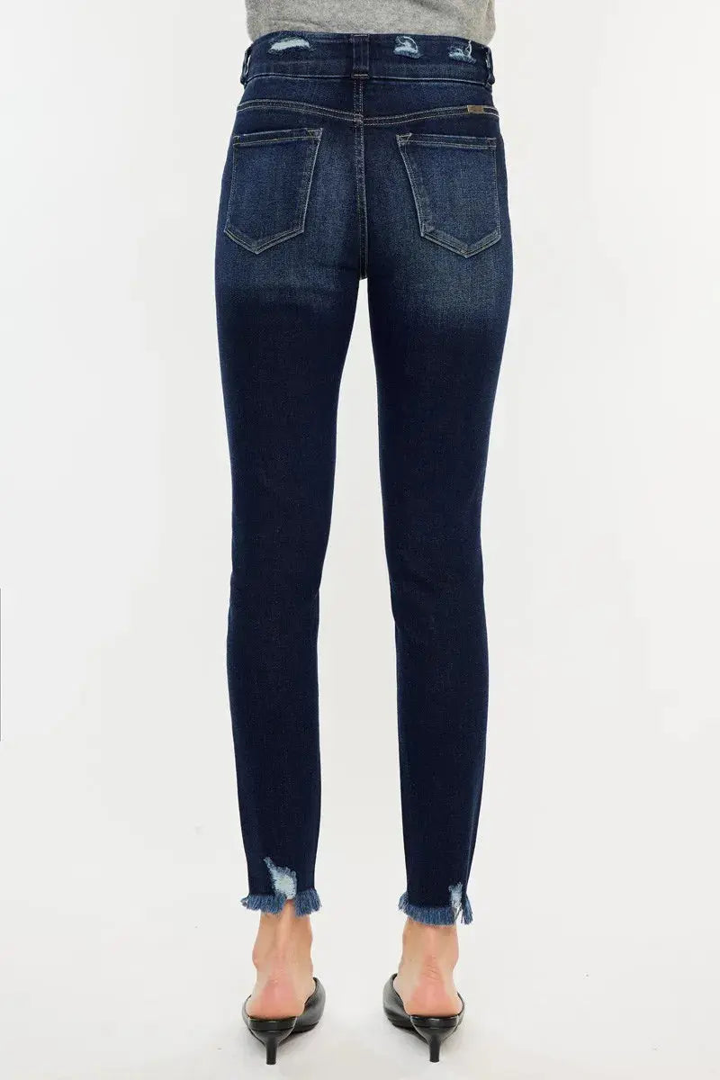 Kancan Full Size Cat's Whiskers Raw Hem High Waist Jeans  Style Ratio