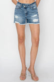 RISEN Stepped Waist Frayed Denim Shorts  Style Ratio