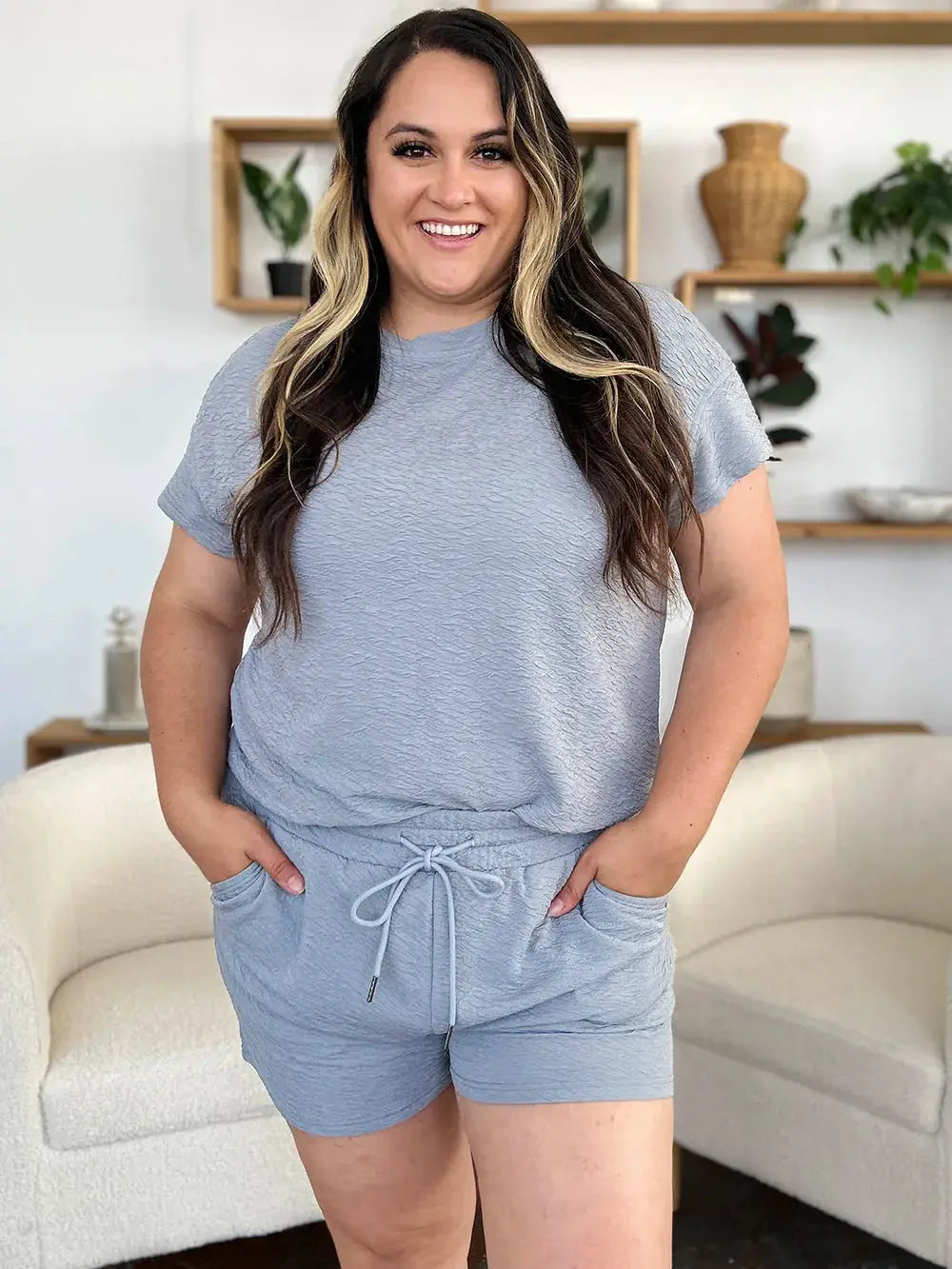 Double Take Short Sleeve Shirt and Drawstring Shorts Set  Style Ratio