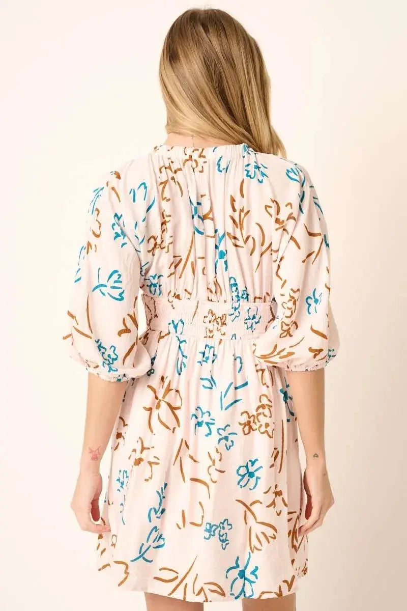 Mittoshop Flower Print Mocked Waist Mini Dress  Style Ratio