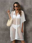 Sheer Mesh Button Up Cover Up  Style Ratio