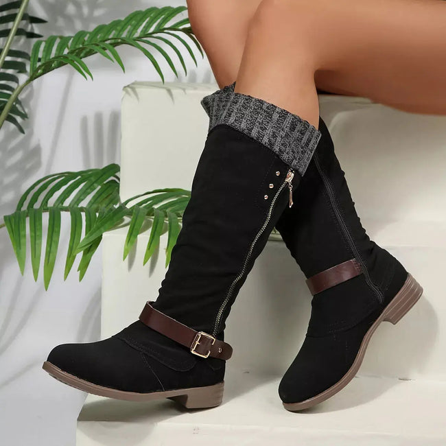 Round Toe Block Heels Boots  Style Ratio