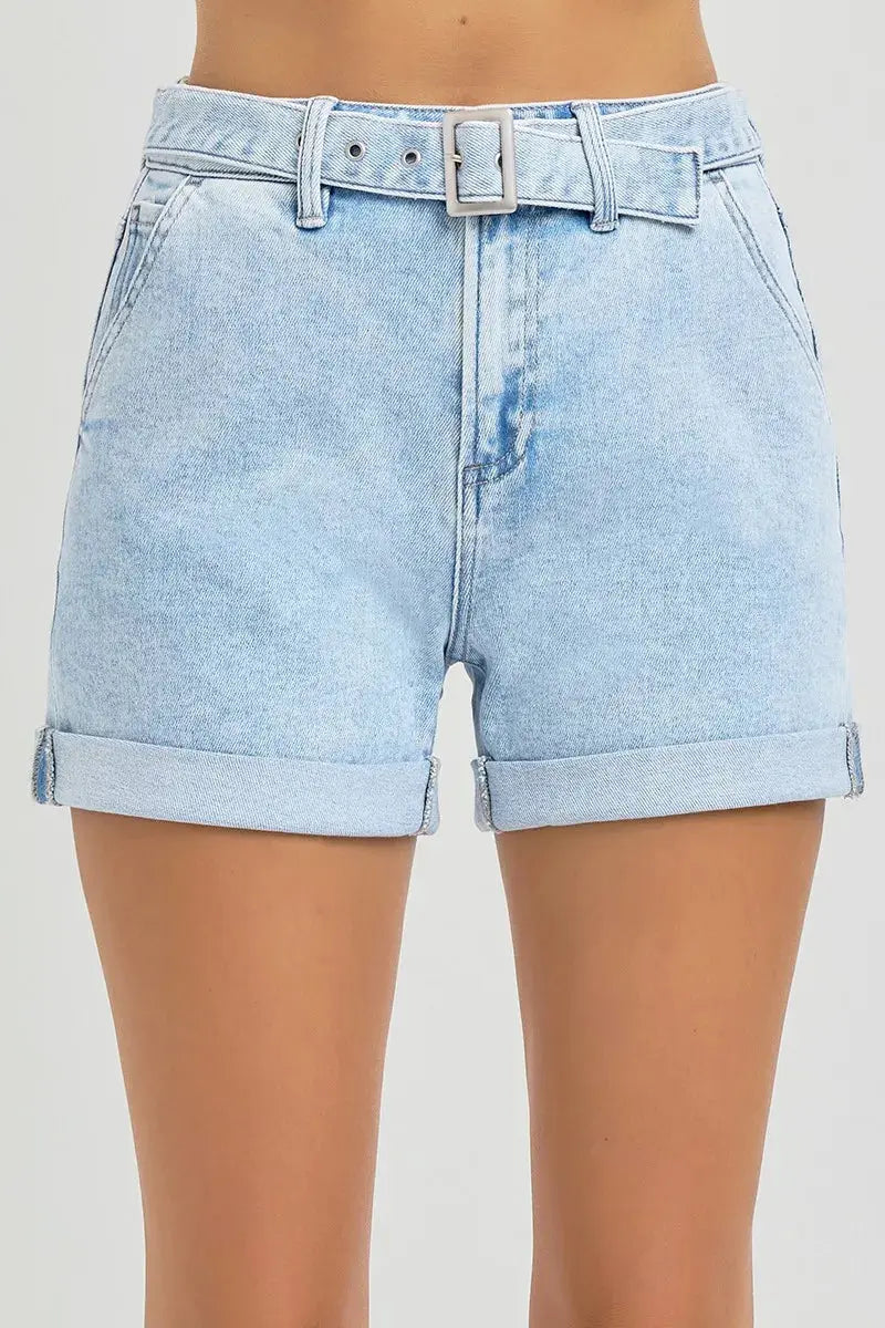 RISEN High Rise Belted Roll Up Shorts  Style Ratio