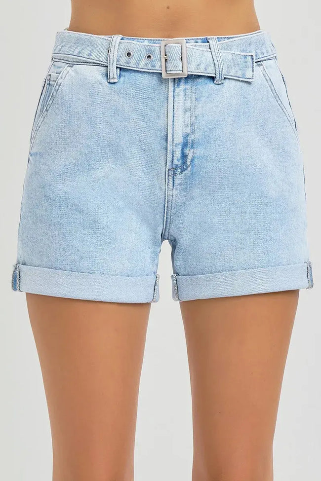 RISEN High Rise Belted Roll Up Shorts  Style Ratio