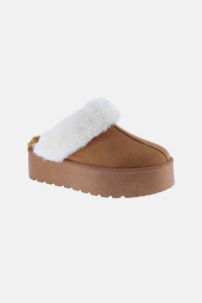 Weeboo Thick Bottom Fur Trim Slip Ons  Style Ratio