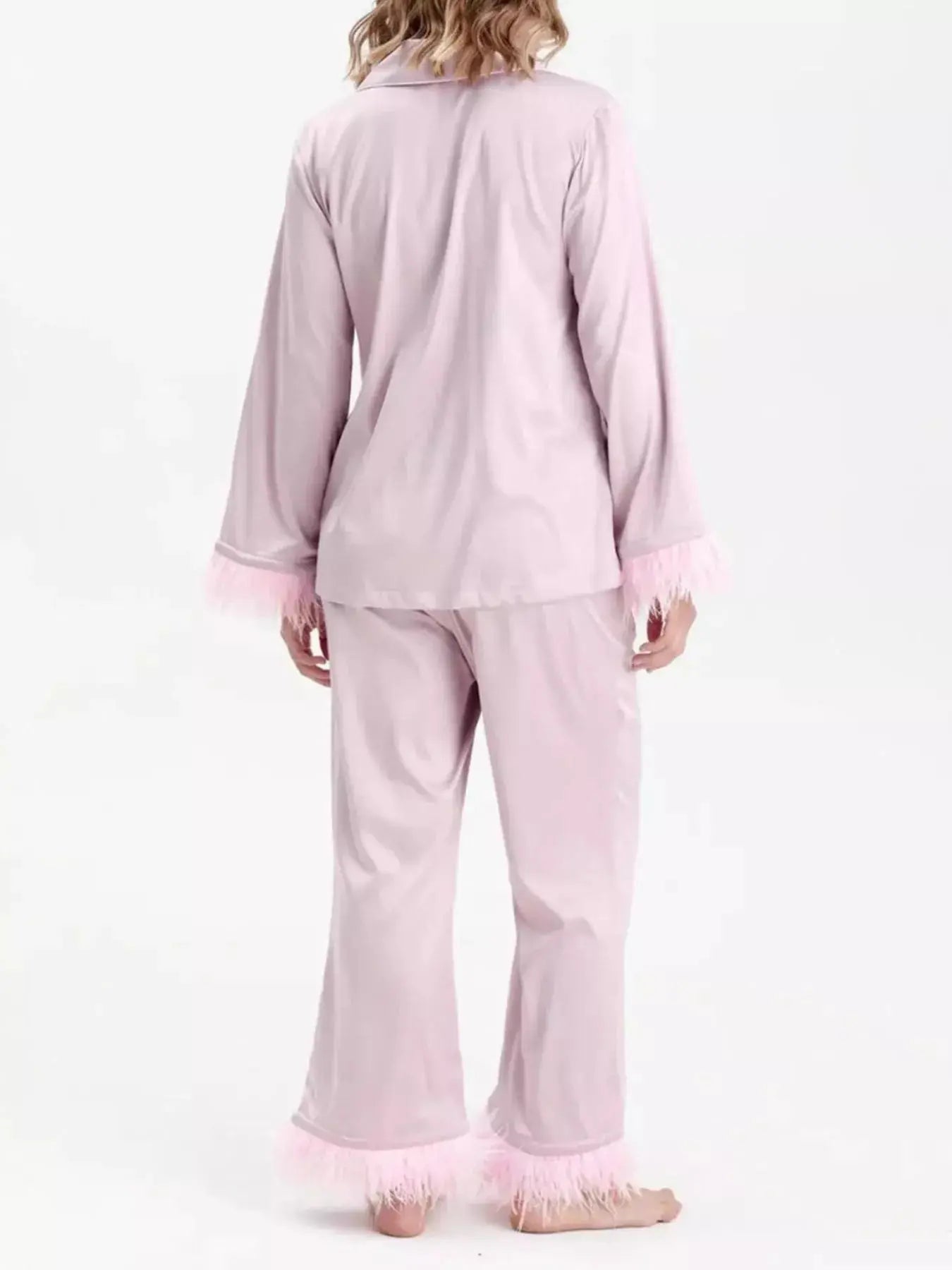 Silky Button Up Top and Pants Lounge Set  Style Ratio