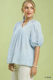 Umgee Textured Puff Sleeve Blouse  Style Ratio